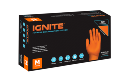 Aurelia IGNITE Orange Nitrile Exam Gloves Powder Free, 100/Box