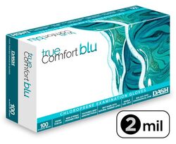 True Comfort Blu Polychloroprene Exam Gloves Powder Free, Latex Free, 100/Pkg (Dash Medical)