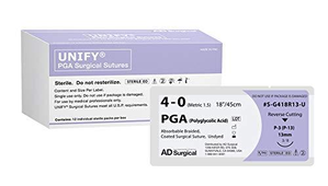 Unify Suture PGA Pack of 12 (Size: PGA Med 4-0 18