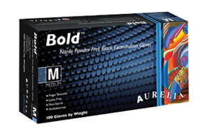 Aurelia Bold BLACK Nitrile Powder Free Exam Glove 100/box