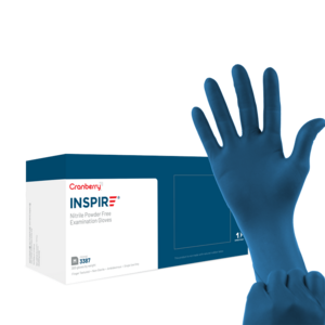 INSPIRE Nitrile Exam Gloves, Powder Free, Aegean Blue (Cranberry)
