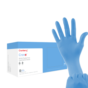 Crave Nitrile Powder-Free Exam Gloves, Light Blue 200/Pkg (Cranberry)