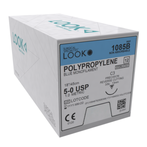 Look Sutures Polypropylene pack of 12 (Size: Look Suture 5-0 Polypropylene C3 #1085B)