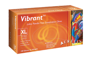 Aurelia Vibrant Latex Exam Gloves Powder Free 100/box