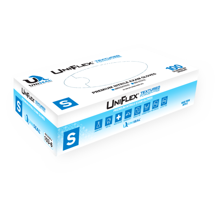Gloves Nitrile Powder Free Textured UniFlex 100/Box