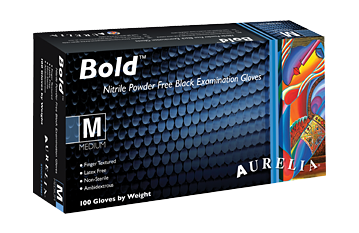Aurelia Bold BLACK Nitrile Powder Free Exam Glove 100/box