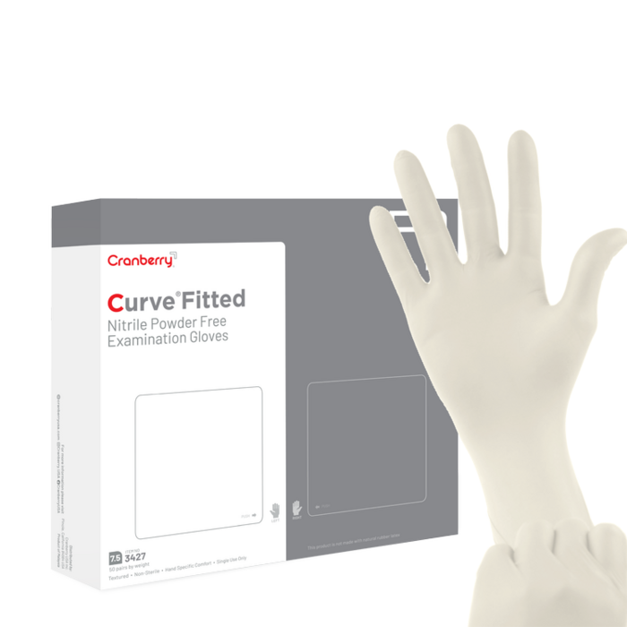 Curve Fitted Nitrile Exam Glove, 100/Box (Cranberry)