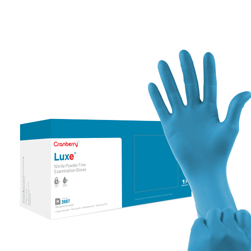 Luxe Nitrile Exam Gloves, Powder Free Blue (Cranberry)