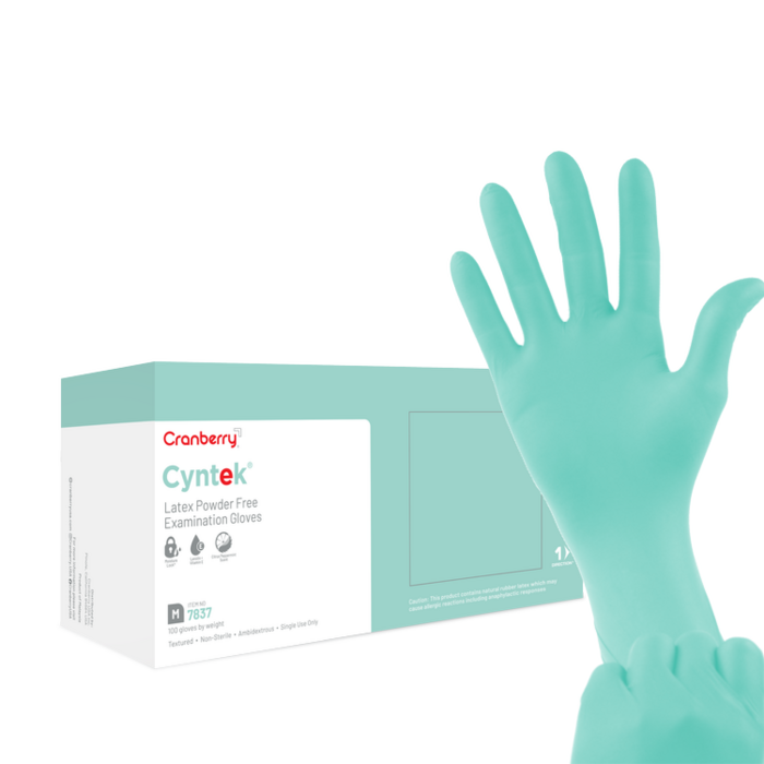 Cyntek Powder-Free Latex Exam Gloves, 100/Box (Cranberry)