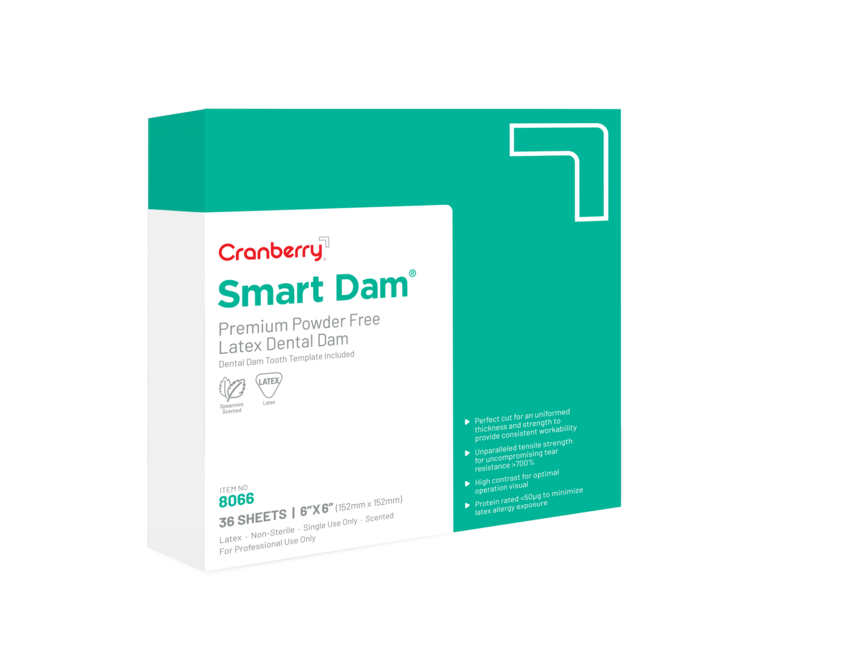 Smart Dam Latex, Medium 6 x 6, Green, Spearmint (Cranberry)