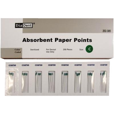 Absorbent Paper Points Cell Pack, Accessory Sizes, 200/Box (Diadent)
