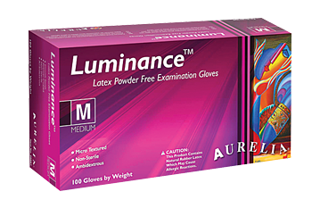 Aurelia Luminance Latex Exam Glove Powder Free Polymer Coating 100/box