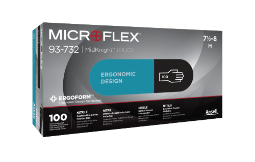 MidKnight TOUCH Black Nitrile Gloves 100/pk (Ansell)