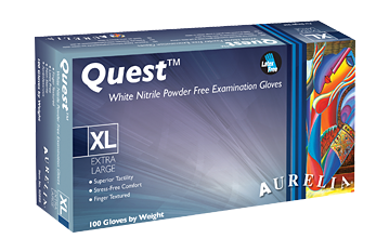 Aurelia Quest WHITE Nitrile Powder Free Exam Glove 100/box