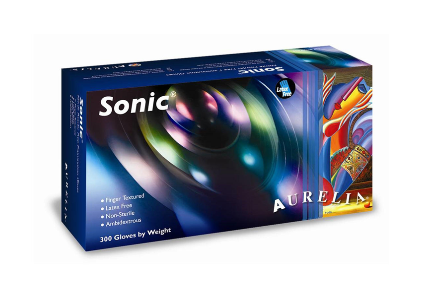 Sonic BLUE Nitrile Powered Free Exam Gloves 300/Box (Aurelia)
