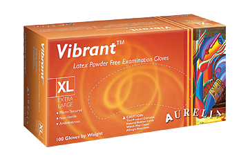 Aurelia Vibrant Latex Exam Gloves Powder Free 100/box